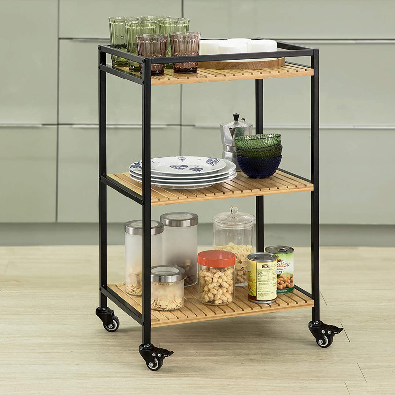 Prep & Savour Serving Trolley Kitchen Trolley Kitchen Shelf With 3